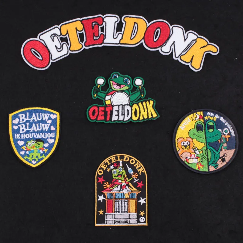 

5pcs Netherlands Oeteldonk Embroidery Patches for Clothing Fusible Embroidered Patch Brand Logo Iron Patch Sewing Clothes Badge