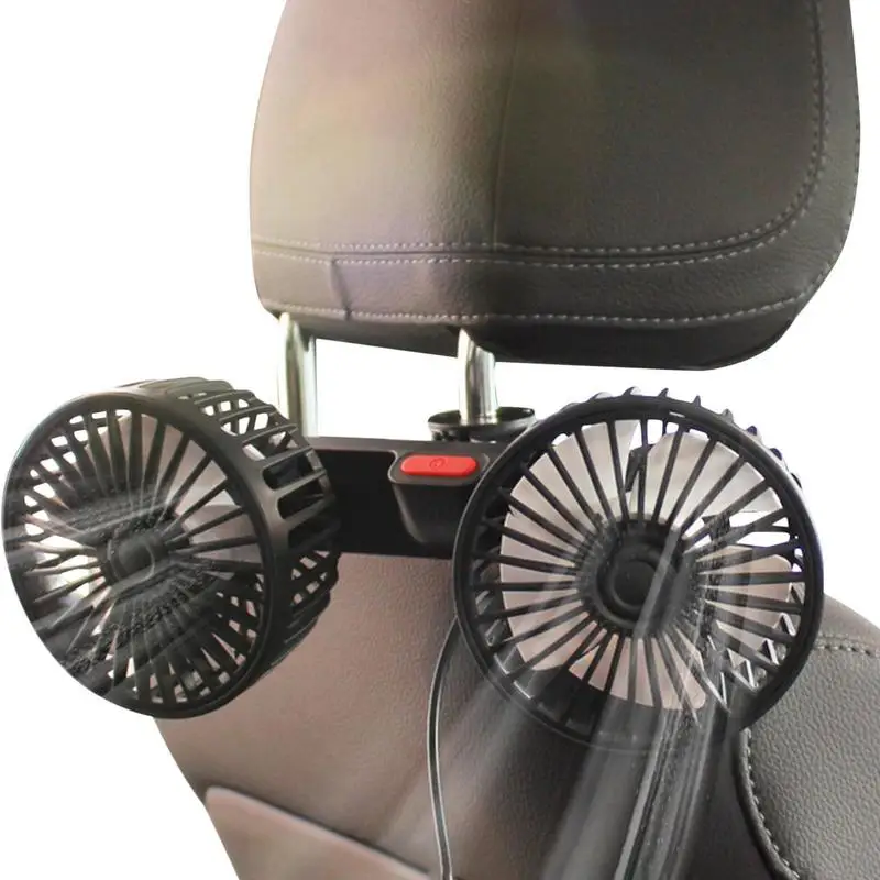 

Car Fan Dual Head Clip 360 Adjustable Car Seat Back Cooling Fans Auto Cooler Air Fan Car Headrest Ventilation Fans Neck Cooler