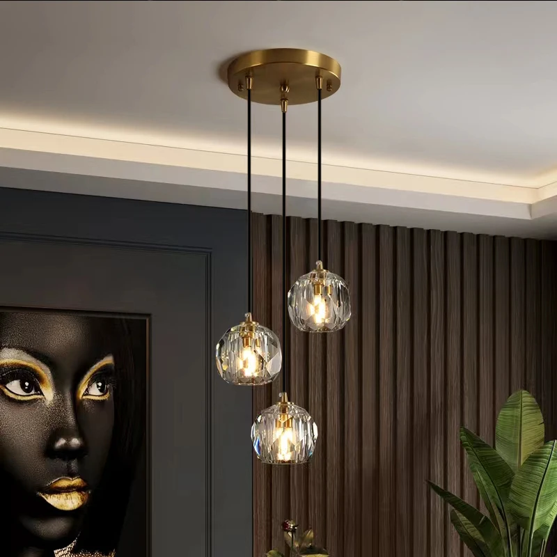 

Copper&Luxury Crystal Pendant Lights shade Dia11cm Creative Dining Bar Cafe Bedside Decor Led Luminaire Light Fixtures