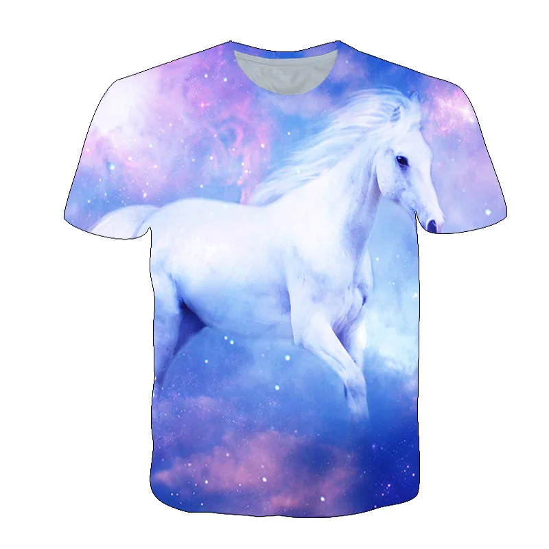 

Summer Horse Landscape Pattern 3D Printing Men's T-shirt 2021 O-neck Casual Fitness Oversized Top