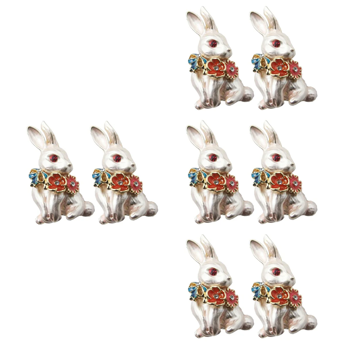 

8 pcs Bunny Badge Pin Clothing Accessory Spring New Year Holiday Rabbit Lapel Pin