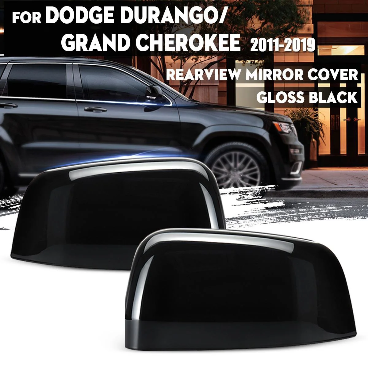 Фото 2-сторонние решения Rétroviseur Latéral Cache Capuchon Brillant Noir Aile Miroir Style для Jeep Grand Cherokee Dodge Durango 2011-2 №3