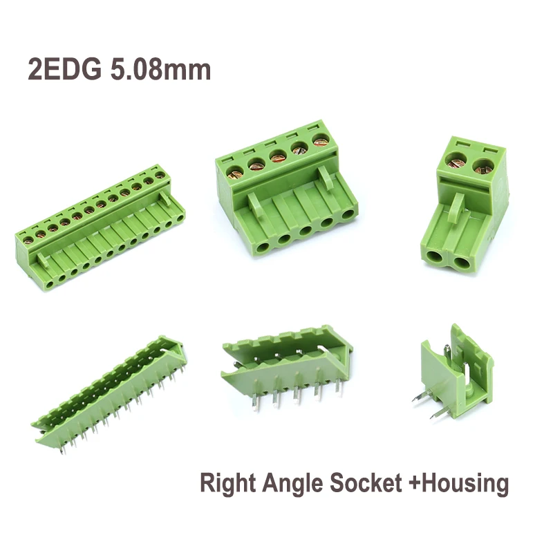 

5 комплектов 2EDG 5,08 мм KF2EDGK прямоугольный разъем + штепсельная Клеммная колодка корпуса 2PIN-10PIN PCB винтовой разъем