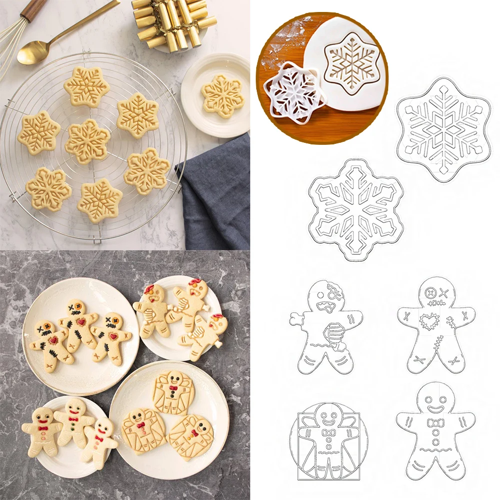 

Christmas Biscuit Mold Snowflake Gingerbread Man Cute Pattern Cookie Cutter Fondant Sugarcraft Baking Tools