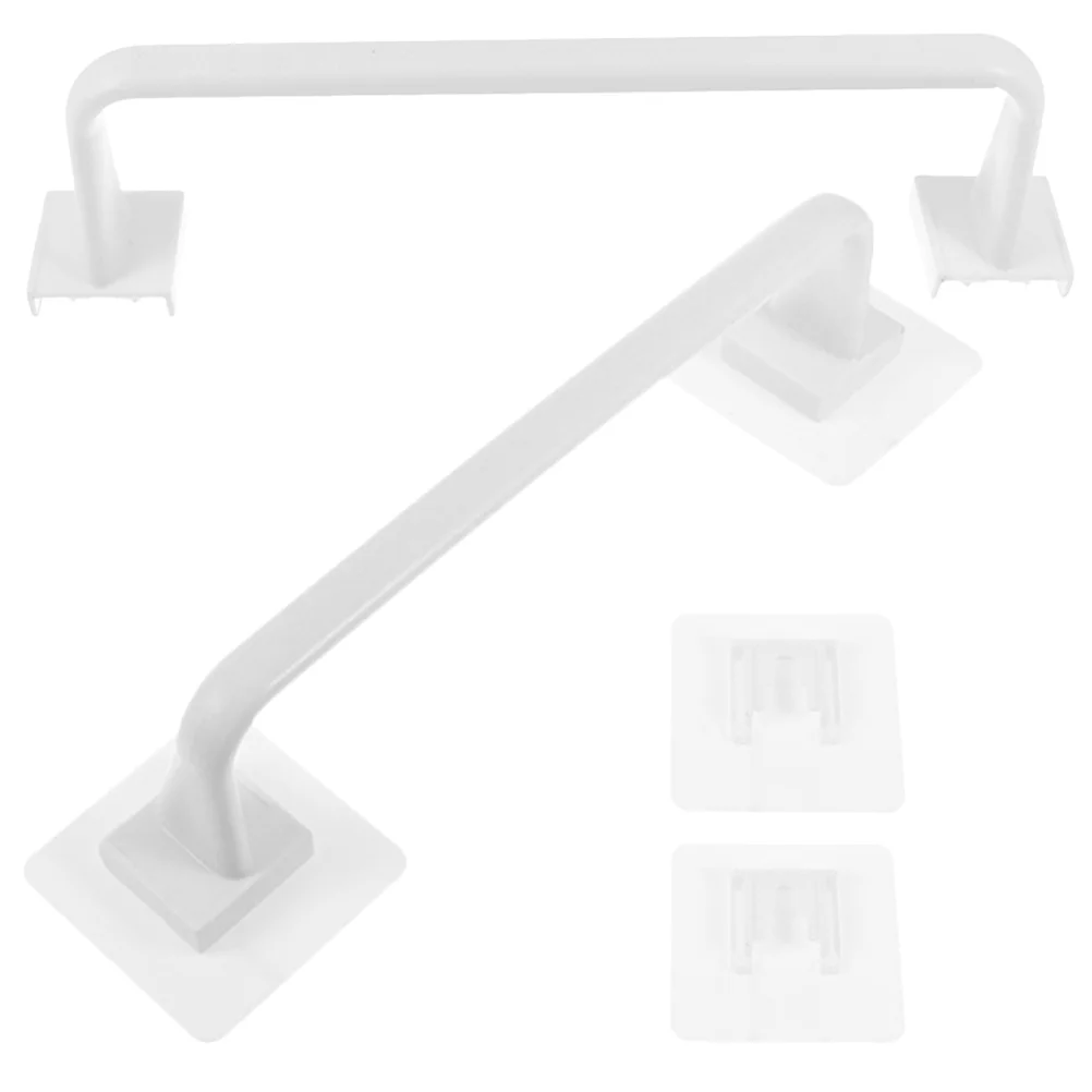 

Towel Bar Hand Rack Holder Wall Mount Bathroom Hanger Rod Hooks Modern Household Hanging Ring Square Adhensive Storage Shelf