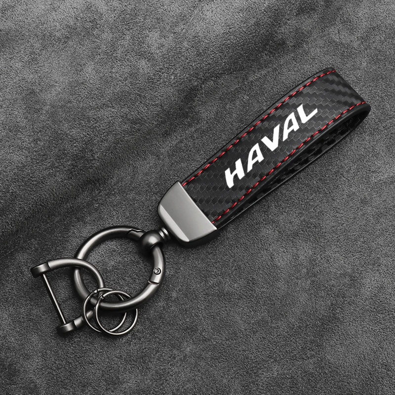 

Кожаный автомобильный брелок из углеродного волокна для Haval Jolion H2 H3 H6 H9, устойчивый к царапинам брелок с пряжкой в форме подковы, автомобильные аксессуары