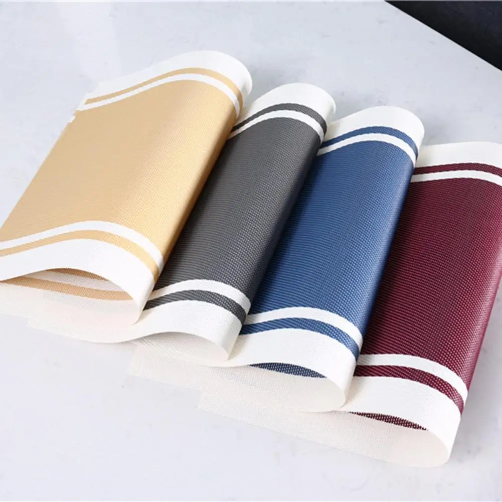 

4pcs Placemat Simple Japanese Style Striped Solid Color Heat-resistant Non-slip Home Dining Mat Bowl Pad Cup Mat Table Coasters