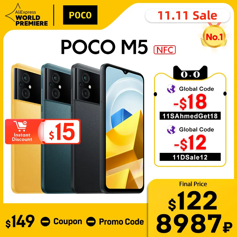  POCO M5 Global Version Smartphone 128GB NFC MTK G99 Octa Core 90Hz 6.58\" Display 50MP Camera 5000mAh 