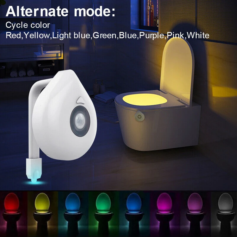 

Светодиодный светильник для туалета, ночник с пассивным инфракрасным датчиком движения, 8 цветов, RGB подсветка, фонарь для унитаза, лампа для...