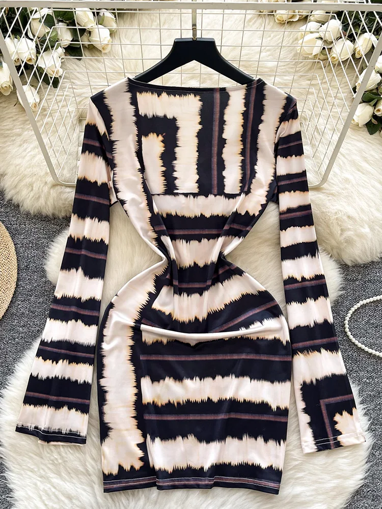 Женское весеннее платье в Корейском стиле темпераментное ретро-принтное с