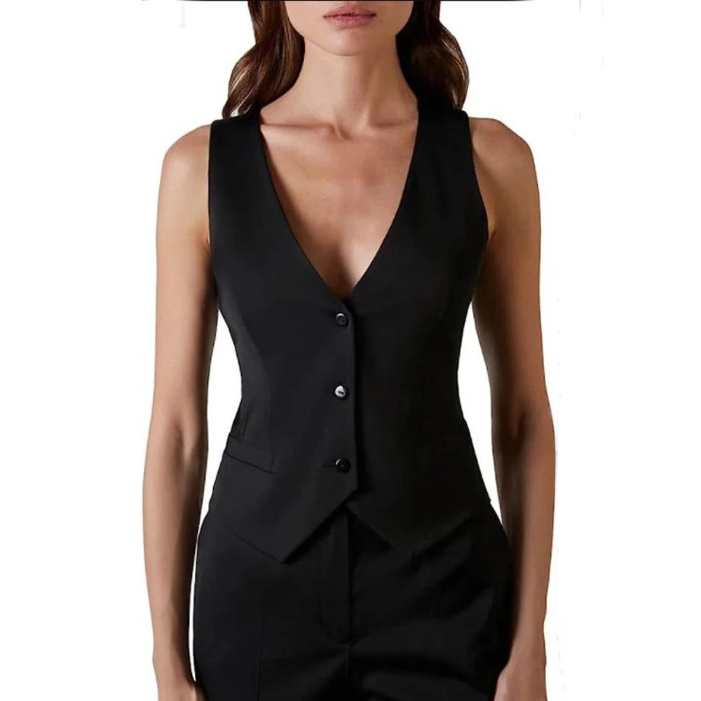 

New Ladies V Neck Single Breasted Slim Fit Sleeveless Jacket Plus Size Women's Coats in Promotion Zevity Store Twotwinstyle Rarf