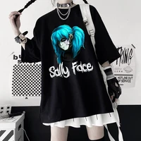sally face print regular t shirt women funny oversized t shirt 2022 new summer fashion loose casual short sleeve tees for girls