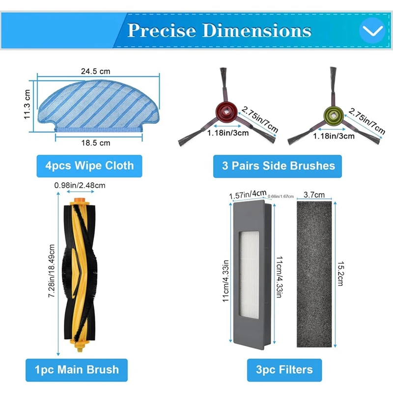 Для ECOVACS Deebot T9 AIVI T8 N8 Pro Series Робот-пылесос Боковая щетка Основная Фильтр Запасные