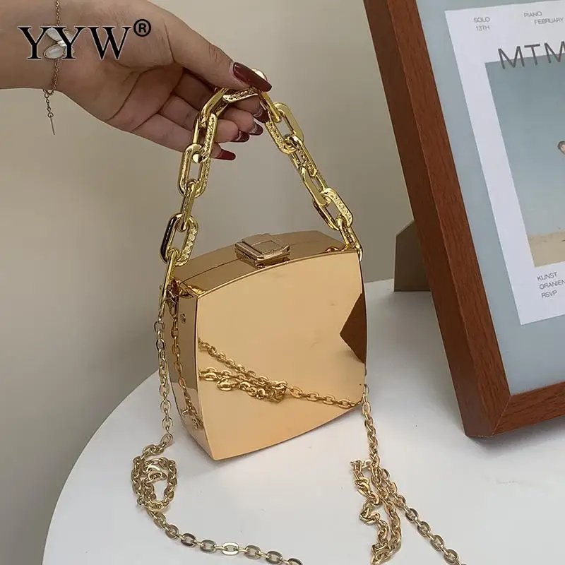 

PVC Box Design Party Evening Clutch Bag 2022 Trend Designer Chain Shoulder Crossbody Bags Gold Silver Mini Purses And Handbags