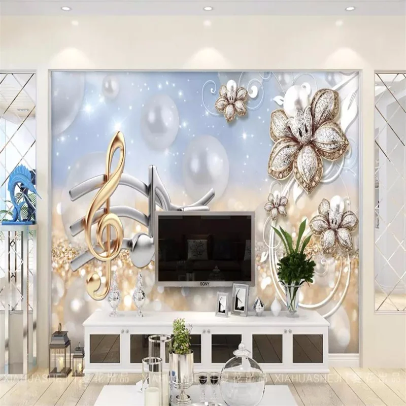 

3D Stereoscopic Flower Wallpaper Murals European Style Jewelry Flower Wallpapers For Living Room Bedroom Decor Wallpaper