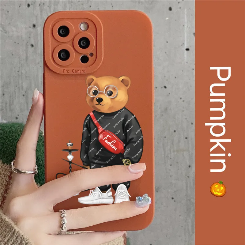 Мягкий силиконовый чехол ярких цветов для iPhone 11 12 13 Pro Max спортивные очки с мишкой