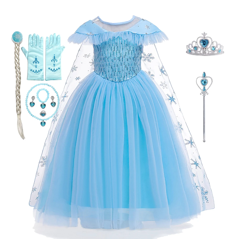 

Холодное 2 платье Эльзы с плащом Aisha женское платье Снежной Королевы для ролевых игр детская вечевечерние НКА Карнавал косплей бальное плат...