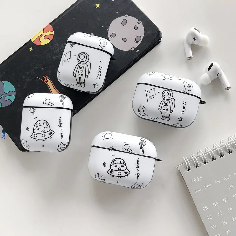 

Fashion Simplicity Cartoon Hand Drawn Graffiti UFO/Astronaut Bluetooth Headset Cover for Airpods 1 2 Pro Airpods Case