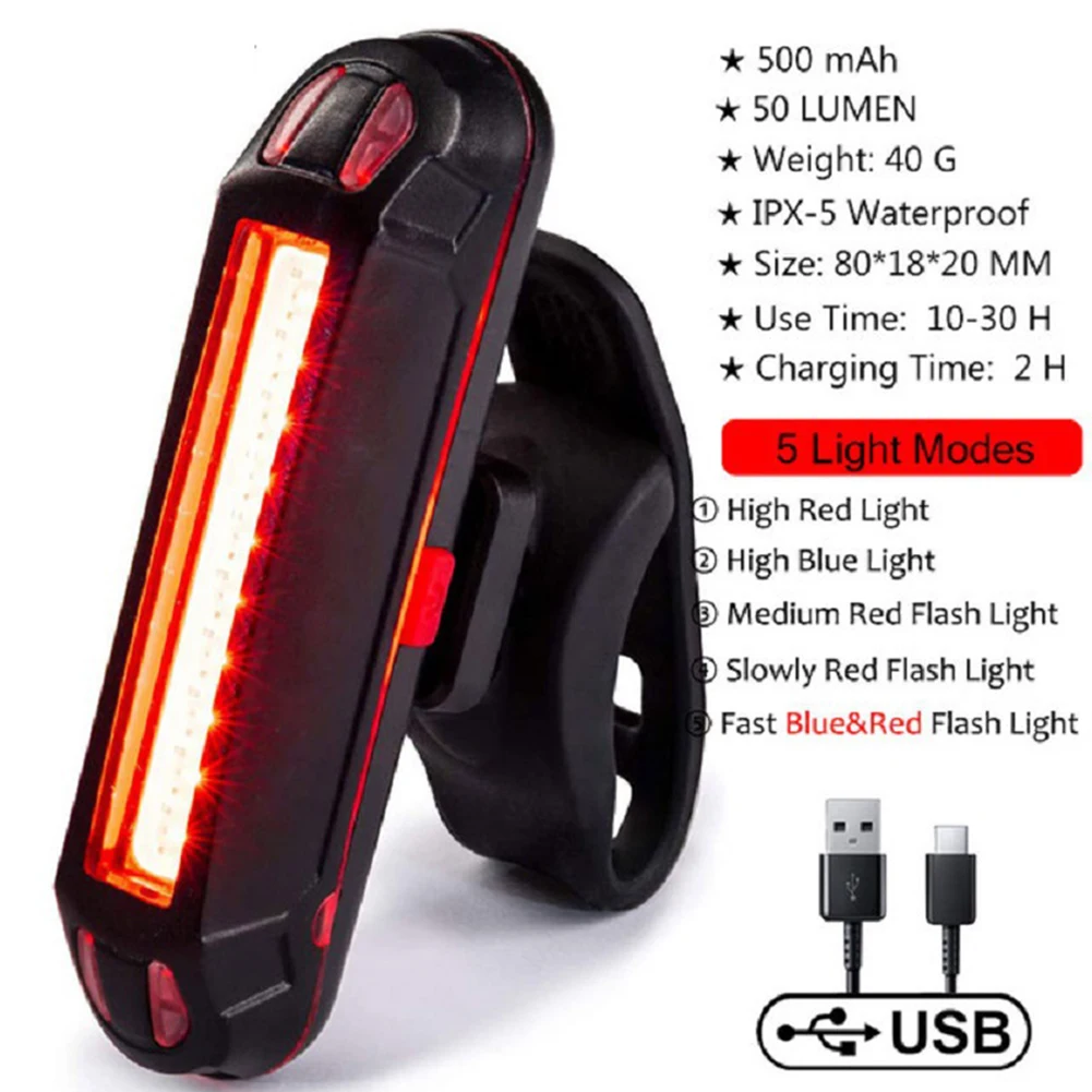 

Affordable and Bright USB Rechargeable Bicycle Rear Light LED Taillight with Quick Release Bracket and 5 Lighting Modes