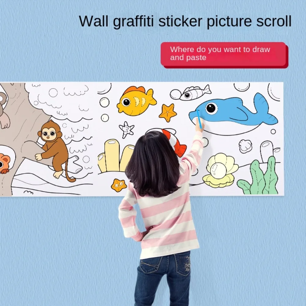 

Painting Gouache Art Coloring Toys Blank Coloring Sticker Color Filling Paper Children's Drawing Roll Watercolor Paper