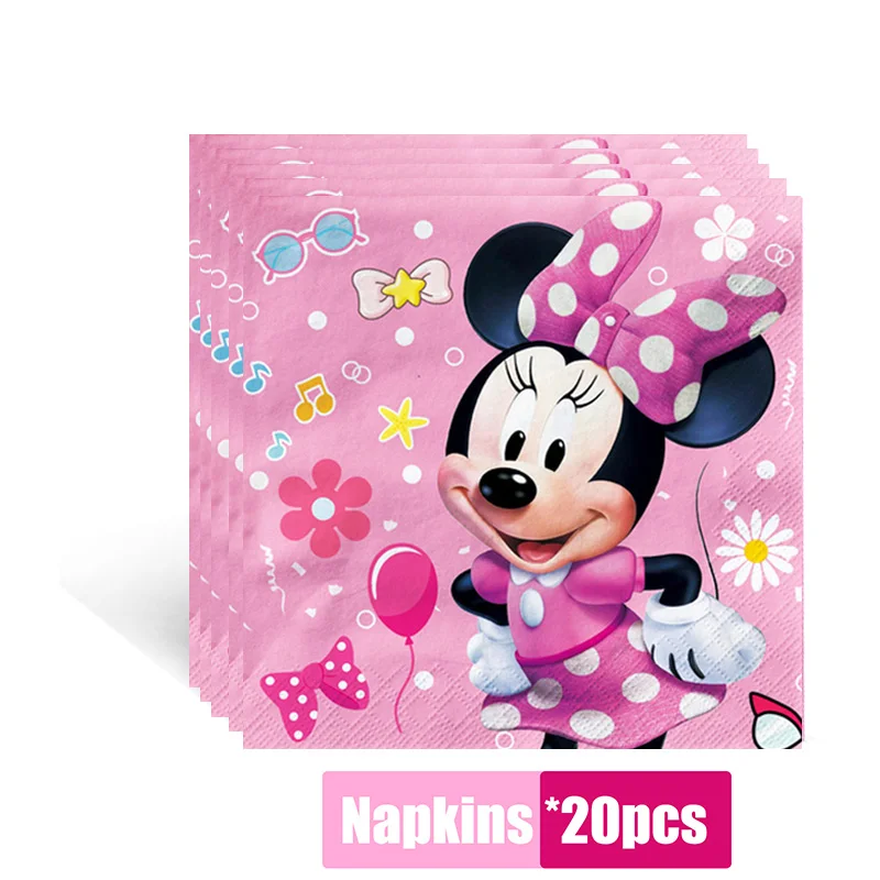 Розовая посуда для дня рождения с Минни Маус