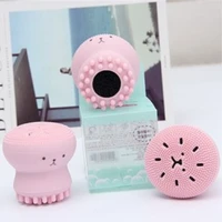 mini face brush manual pore cleaner cute octopus shape cleansing silicone face brush