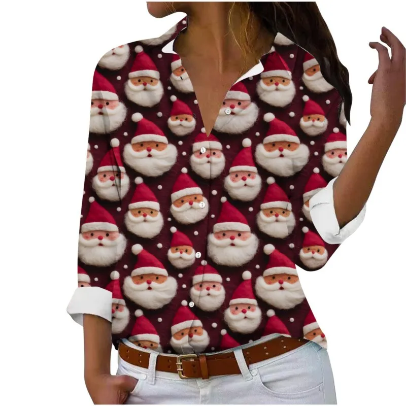 Женская футболка рождественская рубашка с принтом Санта-Клауса вечерние