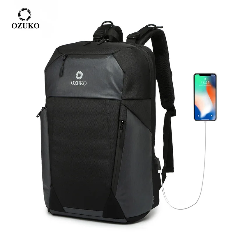 

OZUKO Men Backpack Multifunction 15.6" USB Anti-thief Laptop Backpack Fashion School Bag Male Waterproof Travel Backpack Mochila