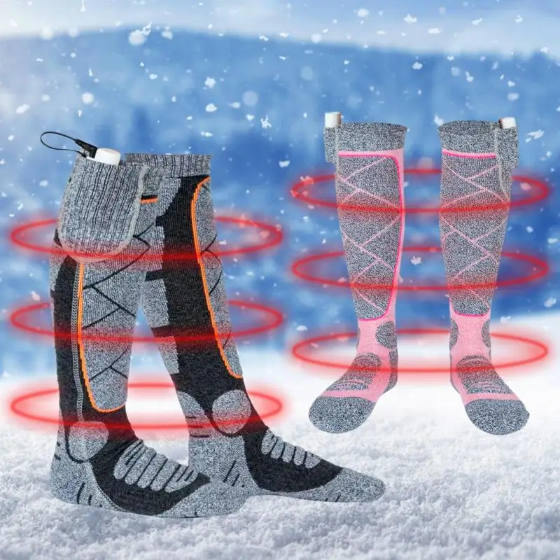 Winter Heating Socks For Women Thermal Heated Socks Soft Elastic Thicken Anti-Slip Socks For Women Men Outdoor Ski Tube Sock