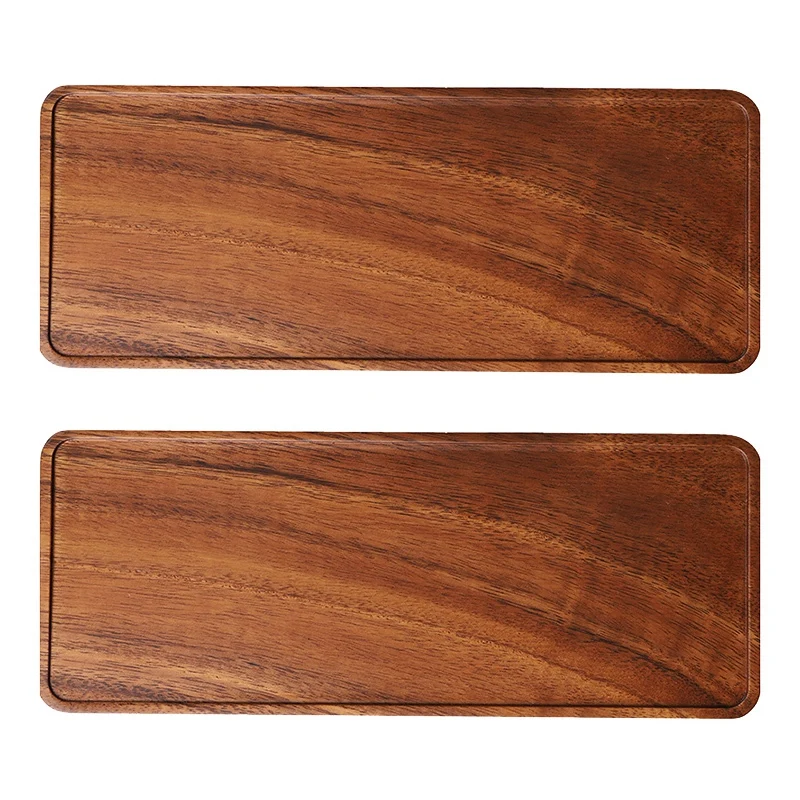 

2X South American Walnut Tray, Solid Wood Wooden Afternoon Tea Tray, Fruit Tray, Coffee Shop Simple Snack Tray