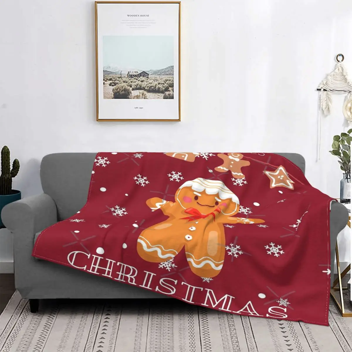 

Manta navideña de Gingerbreadman, colcha de cama a cuadros de muselina, manta de playa doble, manta de tiro y Manta