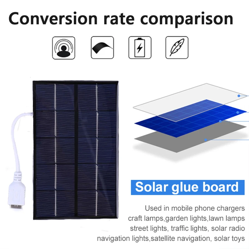 

Portable USB Solar Panel Sunpower 5V DIY Solar Charge 5W Polycrystalline Silicon Solar Battery Mobile Phone Charging Accessories