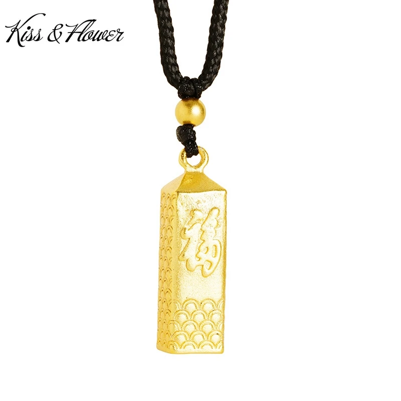 Винтажное ожерелье-фу KISS &amp FLOWER из золота 24 карата для женщин и мужчин ювелирные