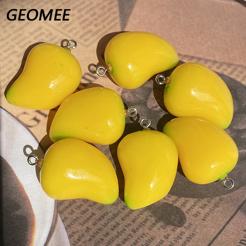 6 шт. имитация смолы подвески в виде фруктов манго каваи 3D кулон еды для ожерелья