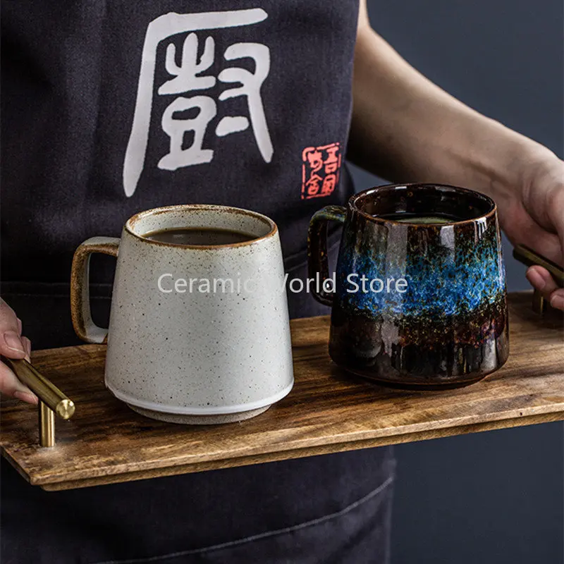 

Japanese creative retro ceramic cup office tea cup water cup household mug large capacity coffee cup