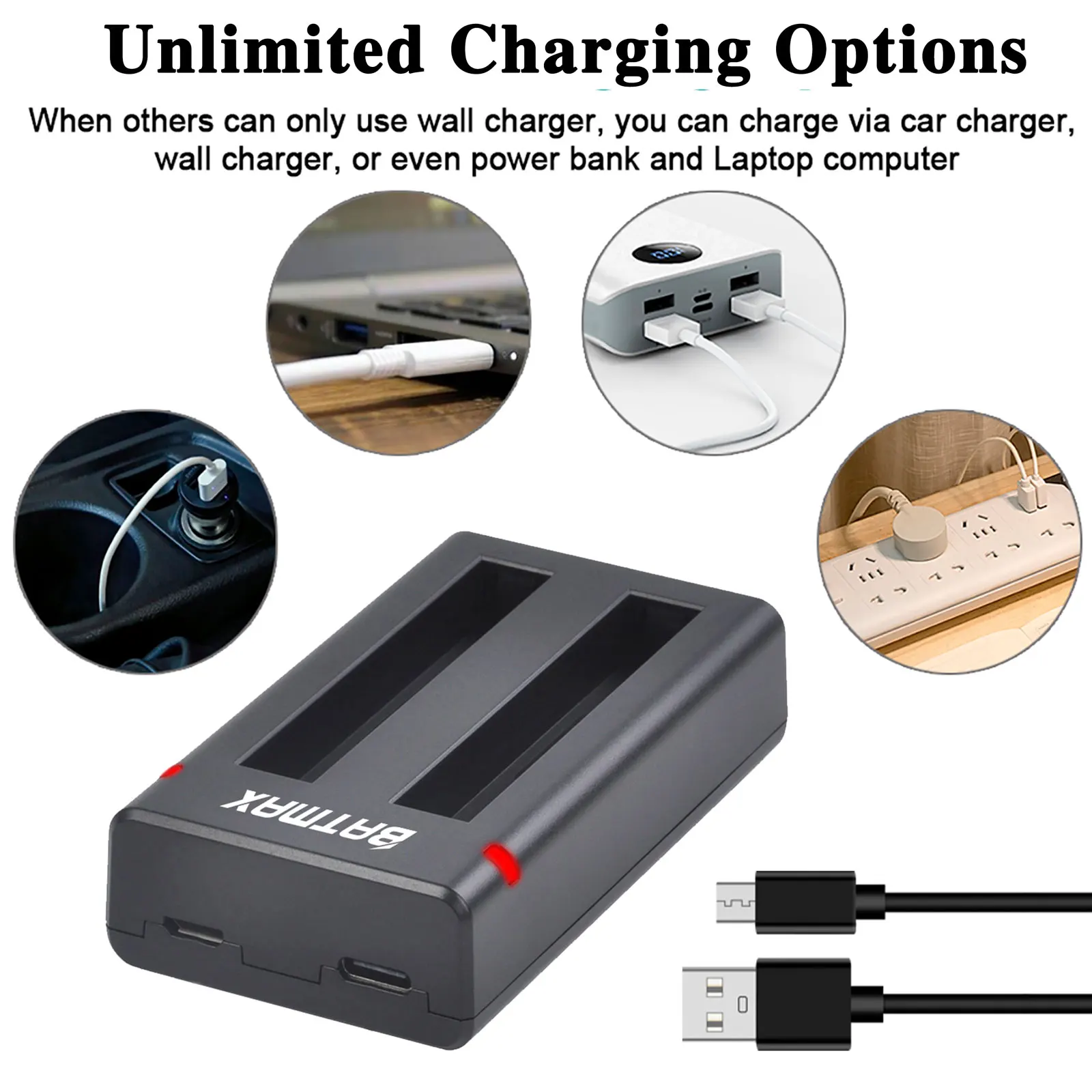 Аккумулятор Batmax 1800 мАч + двойное зарядное устройство USB с портом Type-C для