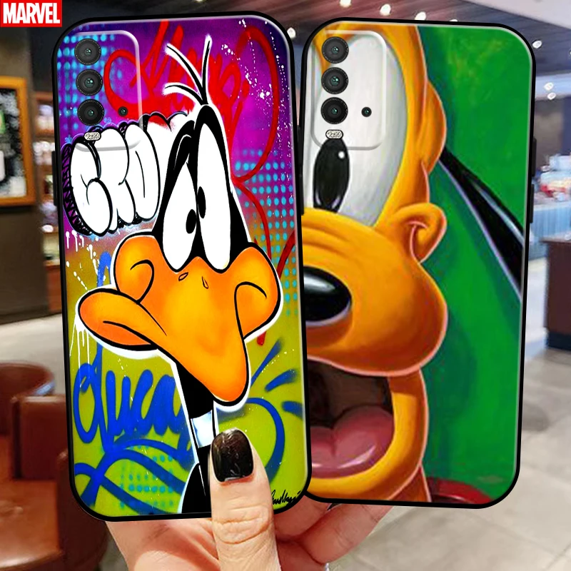 

Donald Duck Mickey Mouse For Xiaomi Redmi 9T Phone Case Soft Liquid Silicon Coque Black Silicone Cover