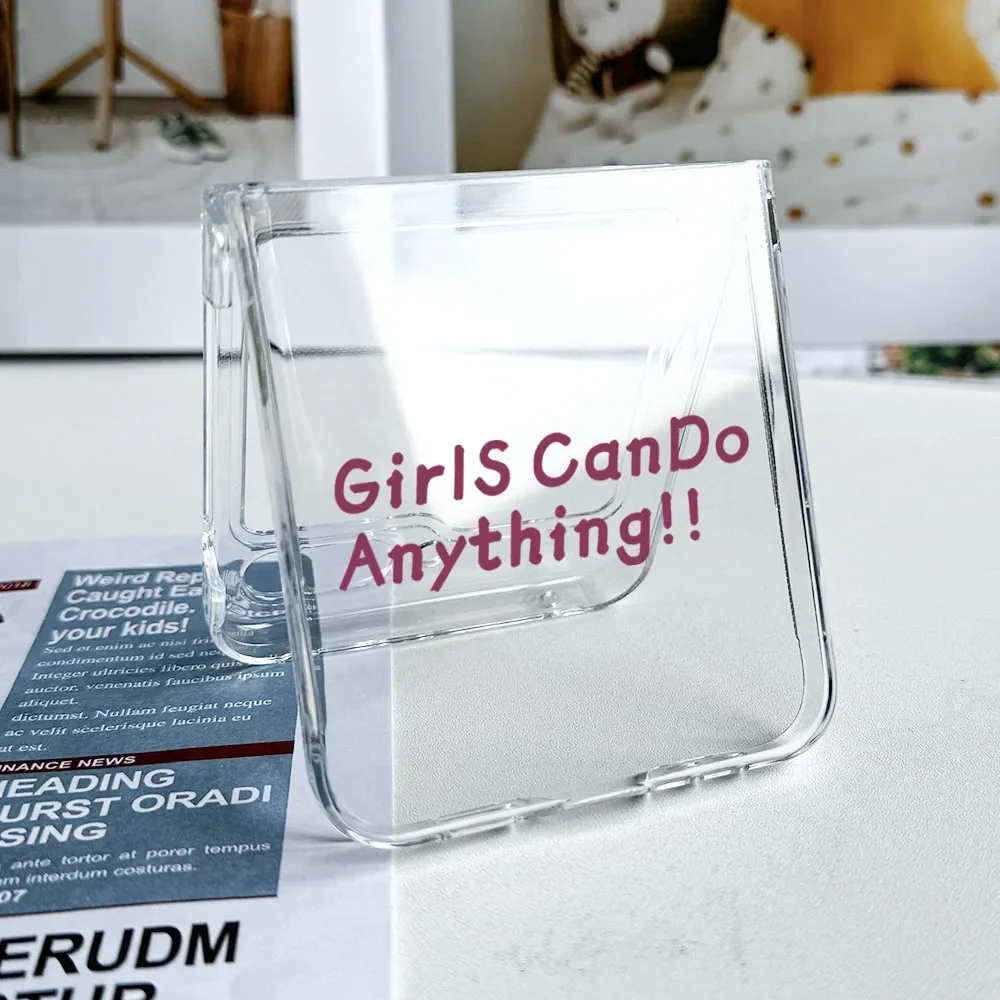Складной чехол INS Girls Can Do Anything Words для Samsung Galaxy Z Flip 5 ZFlip 6 прозрачный 4 3 Fundas Shell
