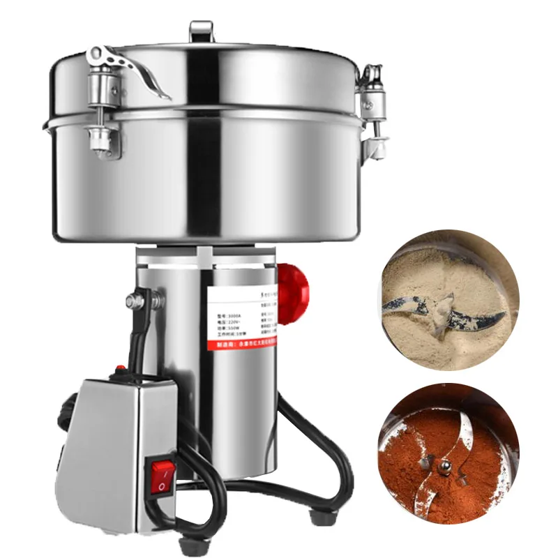 

4500G Commercial Household Grain Cereals Medicinal Materials Spices Powder Crusher Stainless Steel Coffee Grinder High Speed