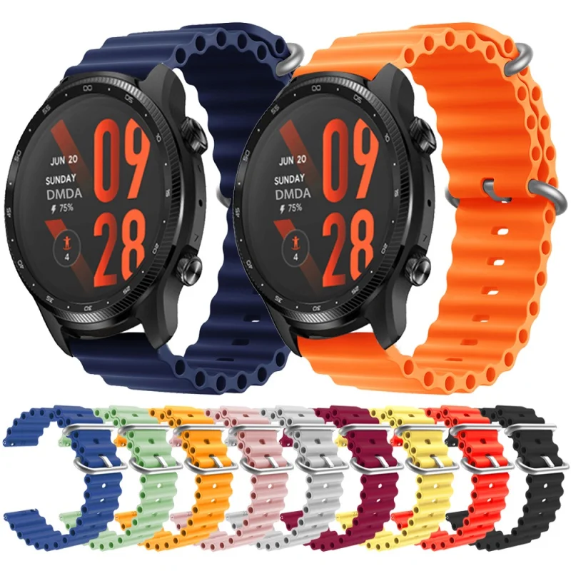 

20 22mm Ocean Strap For TicWatch Pro 3 Ultra GPS/LTE Sports Silicone Band TicWatch E3/GTX/GTH/E2 Watchband Bracelet Accessories