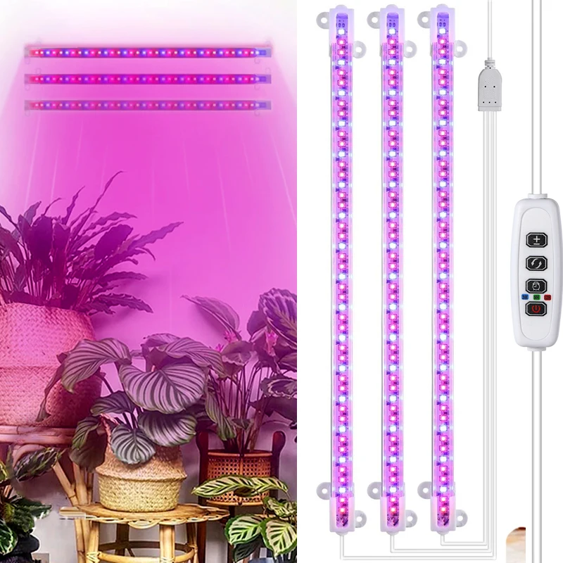 

Full Spectrum LED Indoor Grow Light Strips Plants Hydroponic Kits Phytolamp Dimmable Bars Plants Indoor Growing Lamps USB Timer