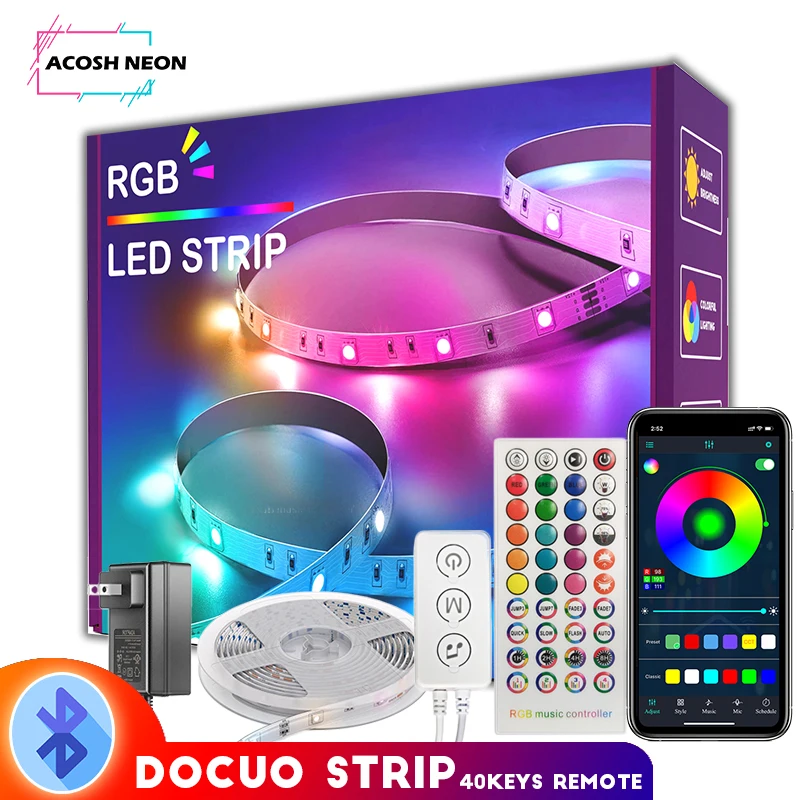 65.6FT duoCo Strip APP led strip light 60Leds/M smart ambient light led tape Red Green Blue Lamp Night Light Gifts For Kids