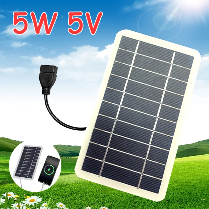 

Portable Solar Panel 5W 5V 400mA Solar Charger Output USB Outdoor Solar System for Outdoor Travel Cell Phone Chargers