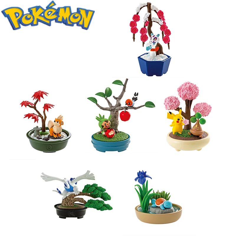 Модель игры Pokemon Bonsai коллекция сувениров Пикачу Froslass Growlithe Chespin Fletchling Pikachu Bonsly Lugia детские игрушки