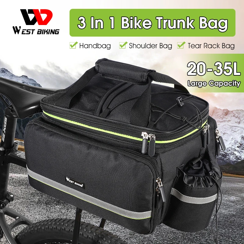 

WEST BIKING Waterproof Bicycle Carrier Bag Multifunctional 3 In 1 Large Capacity Travel Bags With Raincover MTB Rear Rack Bag
