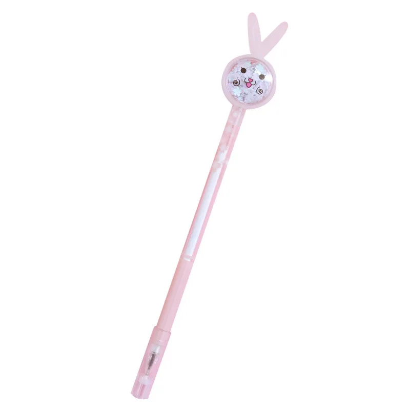 

0.38mm Cartoon Creative Rabbit Ears Sequined Pens Signature Cute Stylo Kawaii Stationery Students Writing Pen ручка шариковая