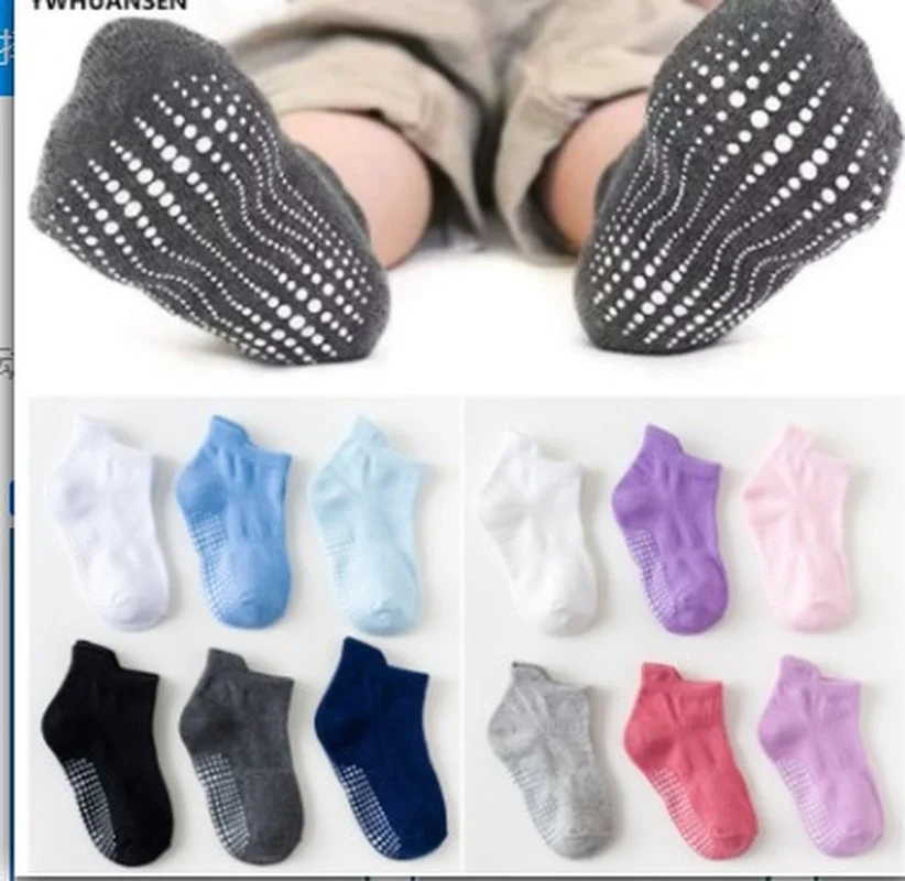 

Хлопковые нескользящие носки-лот для детей от 0 до 6 лет, для мальчиков и девочек, низкие напольные носки с резиновыми вставками, всесезонные