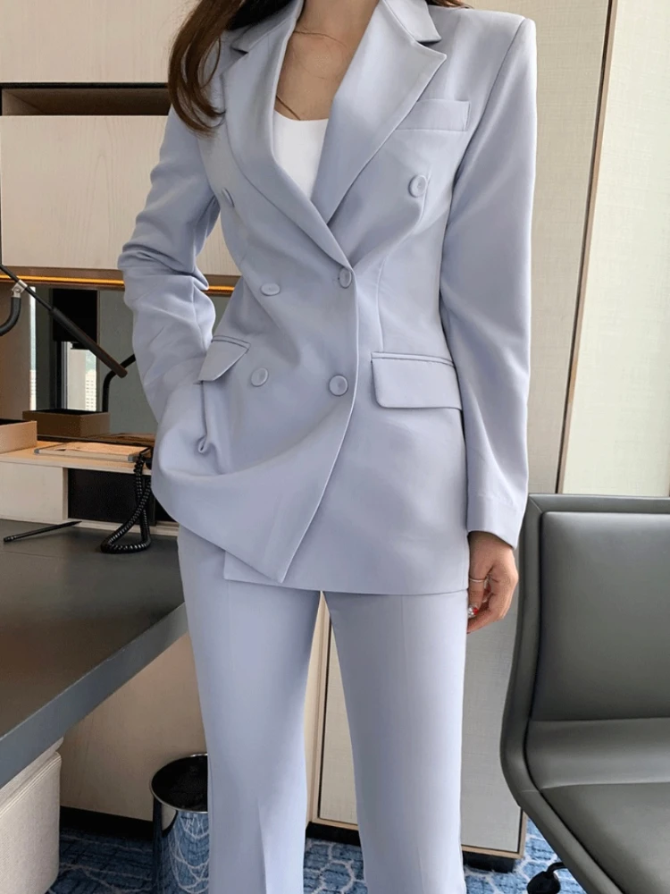 

Women's Spring Elegant Casual Blazer Pantsuit Long Sleeve Jacket+Pencil Pants 2 Piece Set Female Fashion Business Trousers Suit