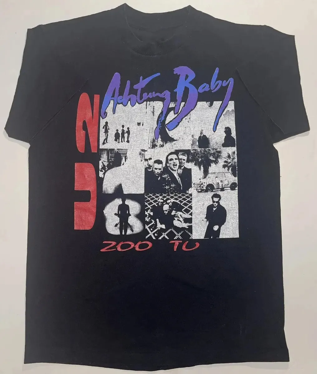 Хлопковая черная футболка Achtung Baby U2 Band S 234XL JK320