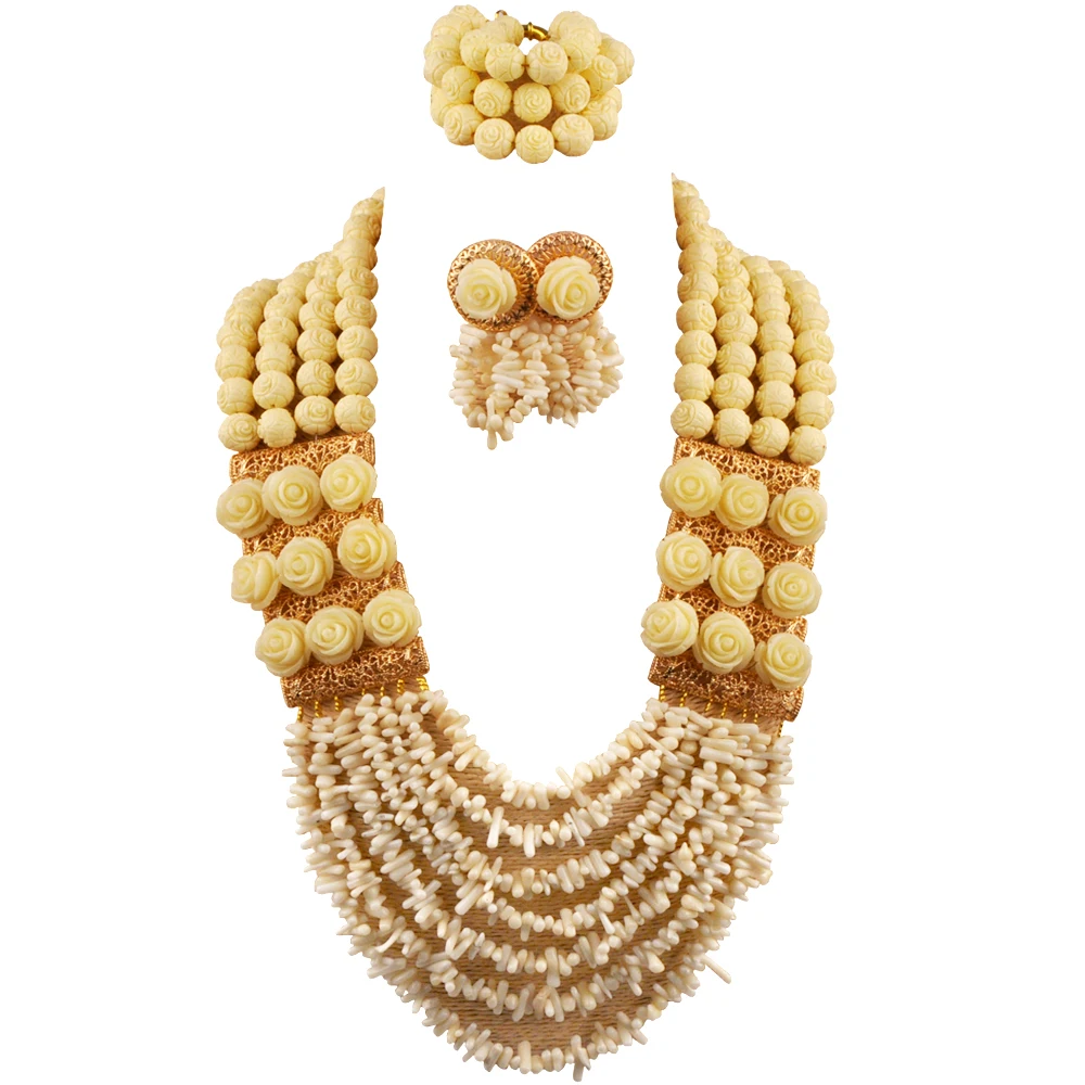 

Ожерелье с белыми коралловыми бусинами для костюма, набор африканских ювелирных изделий 22-11-28E3